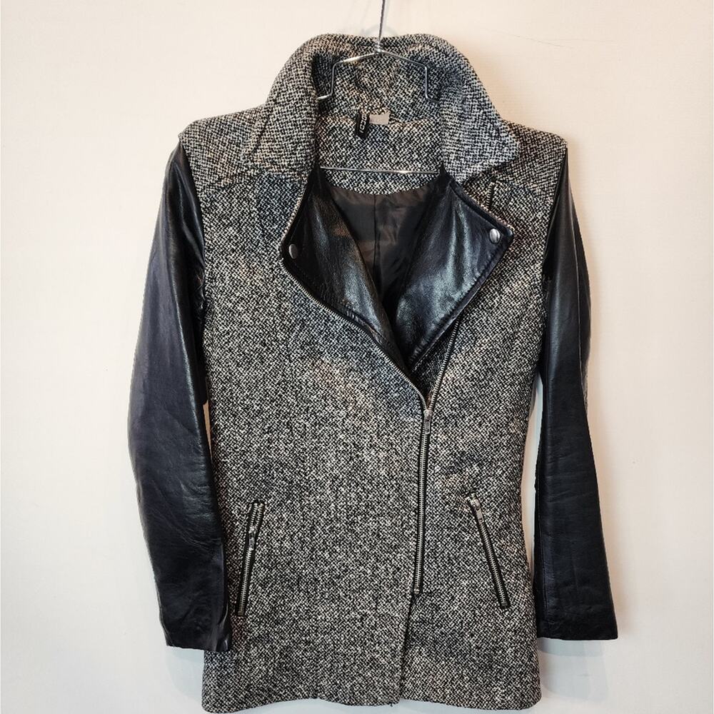 Divided H&M Grey Black Zipper Jacket Women's Colorblock Coat Size 2‎